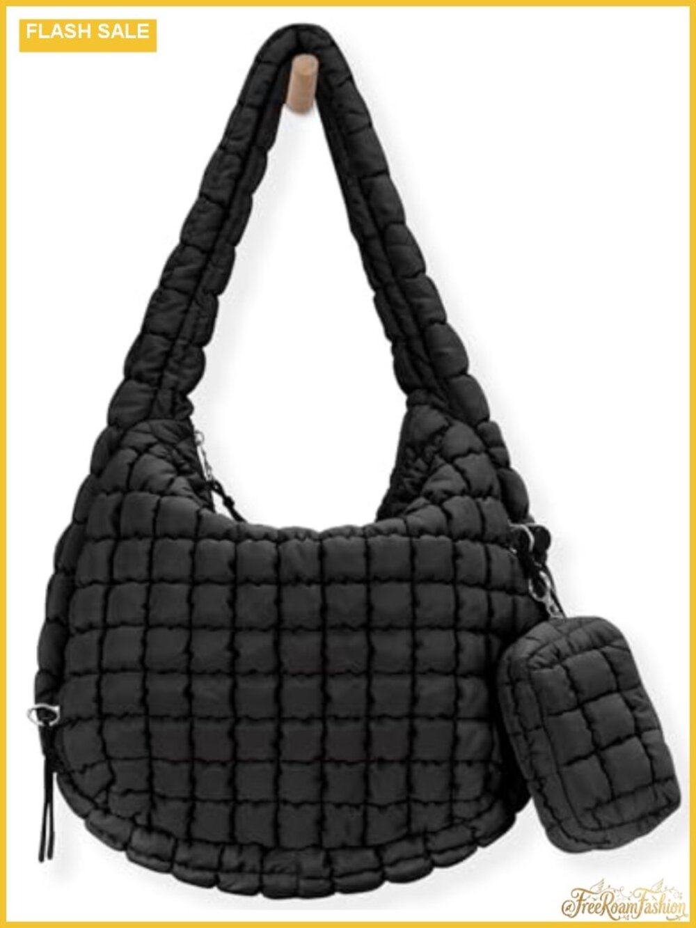 Large Quilted Puffer Tote Bag Nylon Crossbody Carryall with Pockets